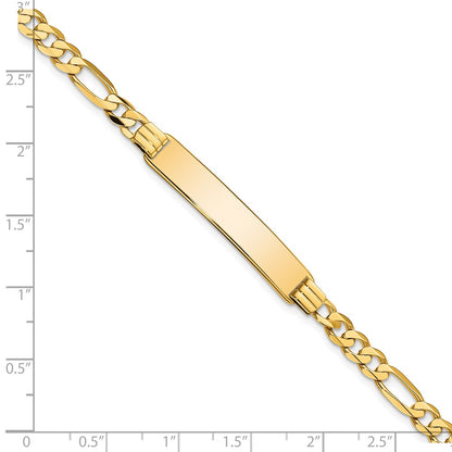 8 Inch 14K Flat Figaro Link Id Bracelet