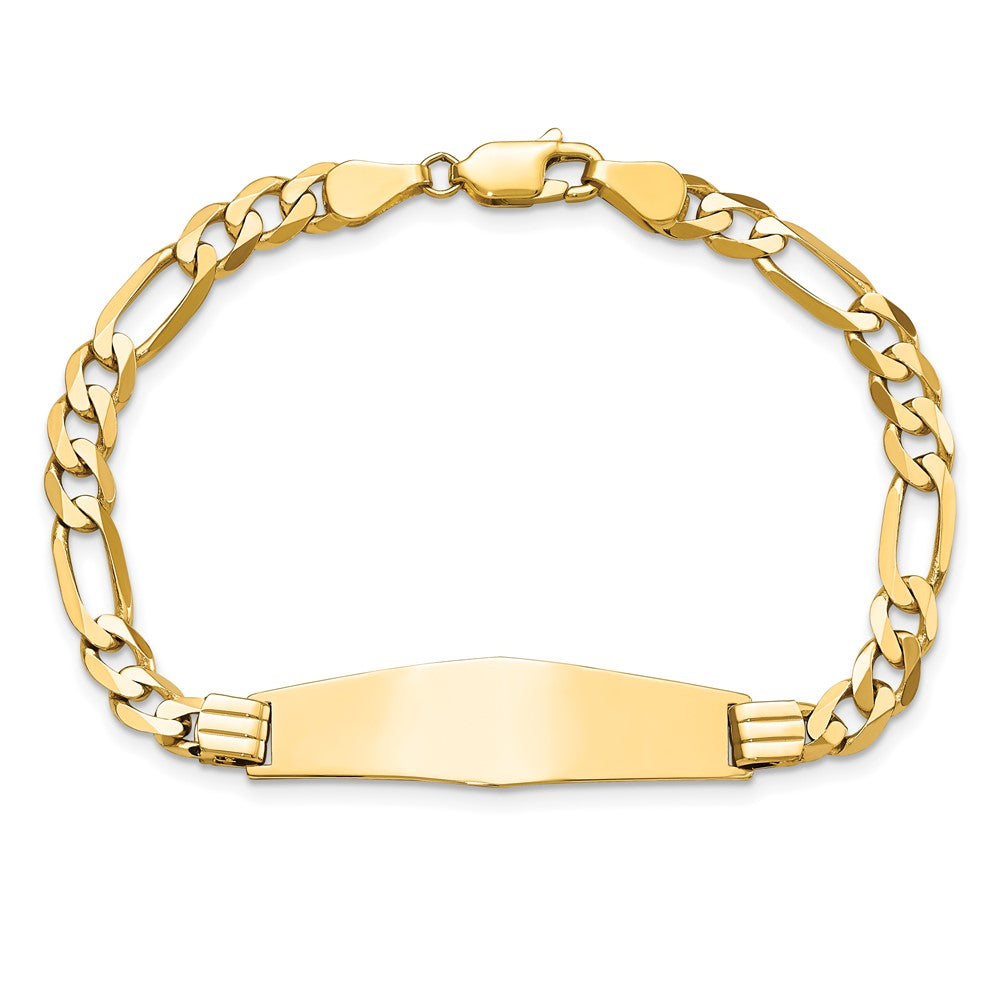 8 Inch 14K Flat Figaro Link Soft Diamond Shape Id Bracelet