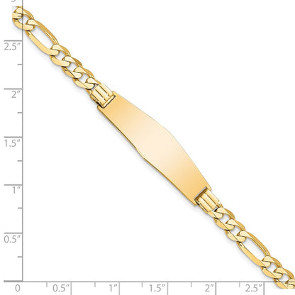 8 Inch 14K Flat Figaro Link Soft Diamond Shape Id Bracelet
