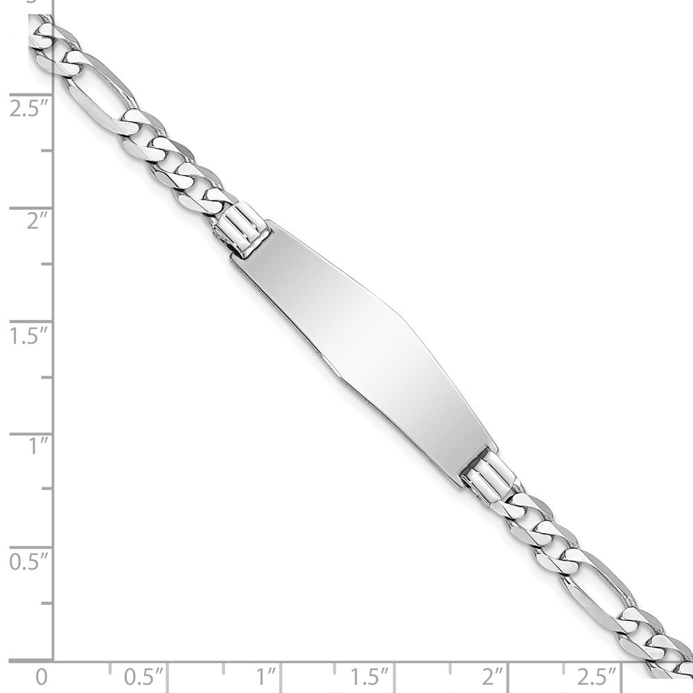 8 Inch 14K Wg Figaro Link Soft Diamond Shape Id Bracelet