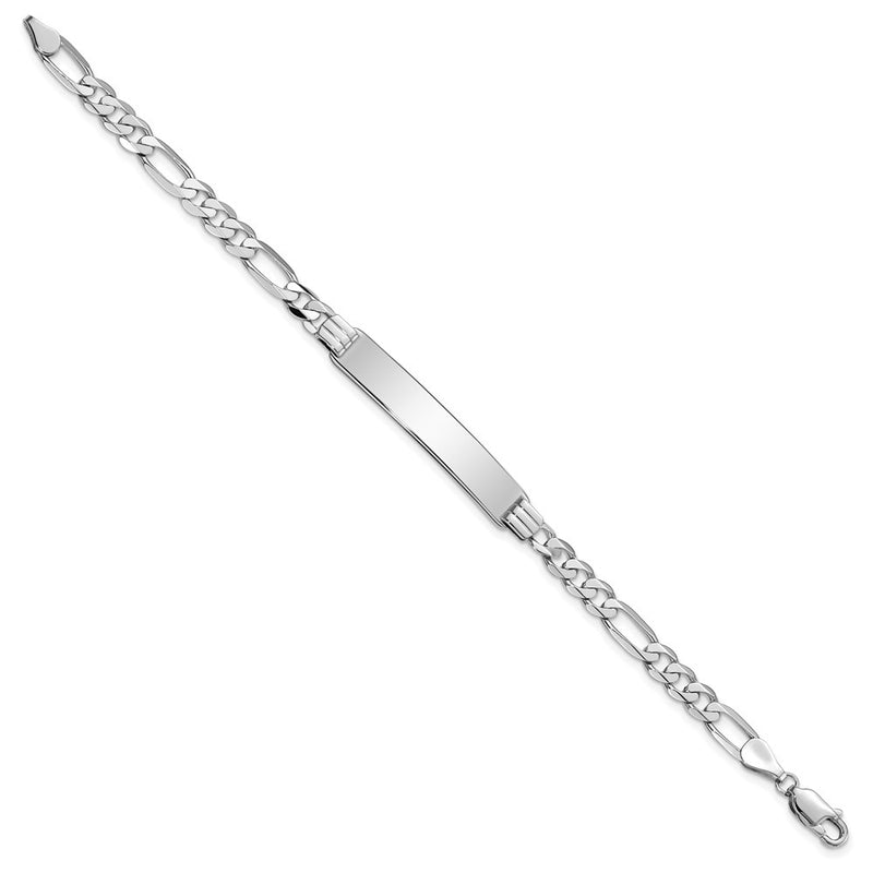 8 Inch 14K Wg Figaro Link Id Bracelet