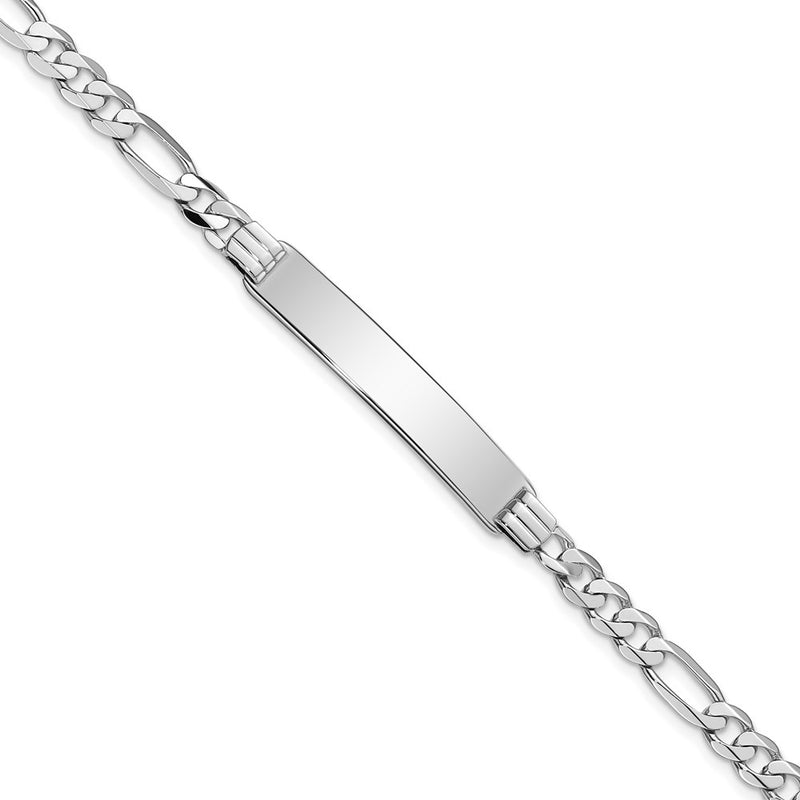 8 Inch 14K Wg Figaro Link Id Bracelet