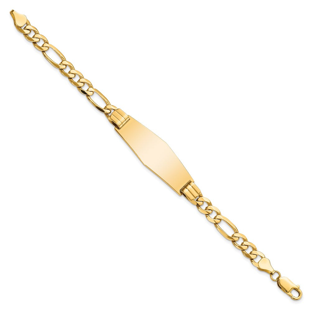 7 Inch 14K Flat Figaro Link Soft Diamond Shape Id Bracelet