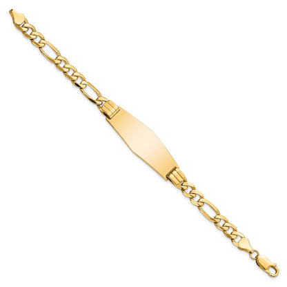 8 Inch 14K Flat Figaro Link Soft Diamond Shape Id Bracelet