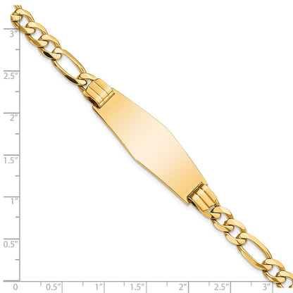 8 Inch 14K Flat Figaro Link Soft Diamond Shape Id Bracelet