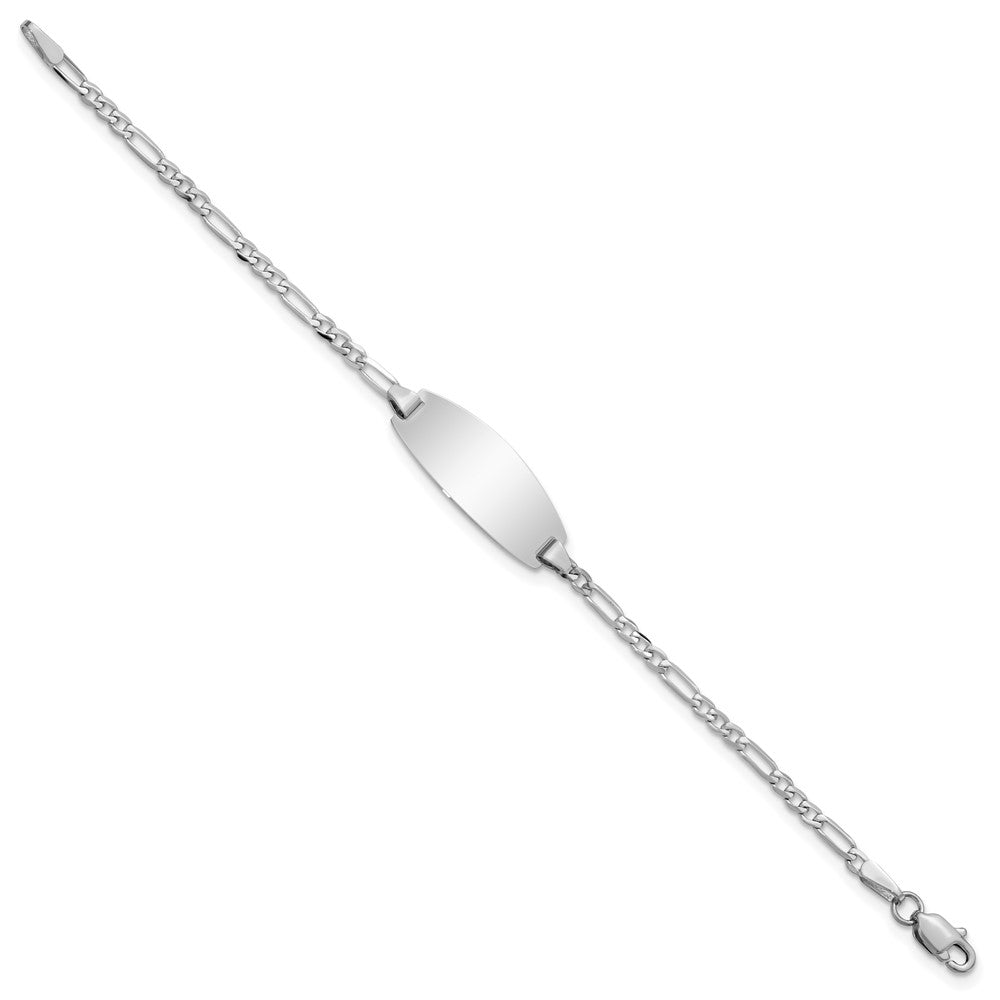 5.5 Inch 14K White Gold Oval Figaro Id Bracelet
