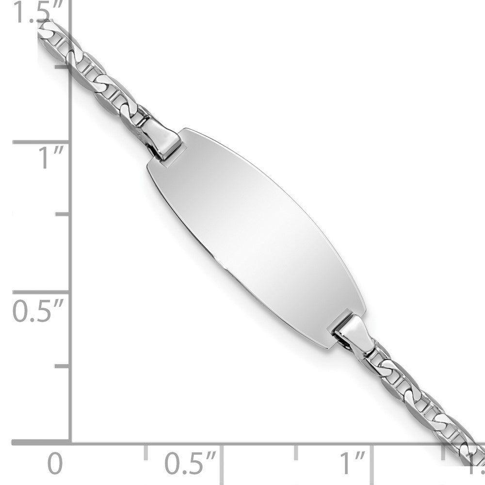 Solid 14K White Gold Oval Anchor ID Bracelet