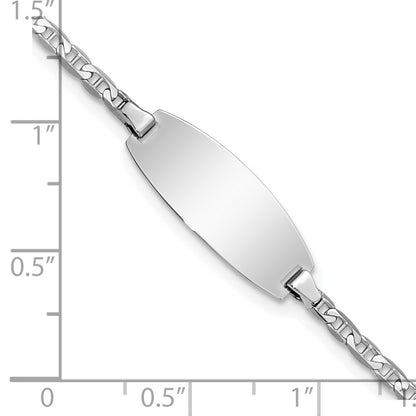 Solid 14K White Gold Oval Anchor ID Bracelet