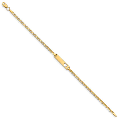 7 Inch 14K Cut-Out Heart Anchor Link Id Bracelet