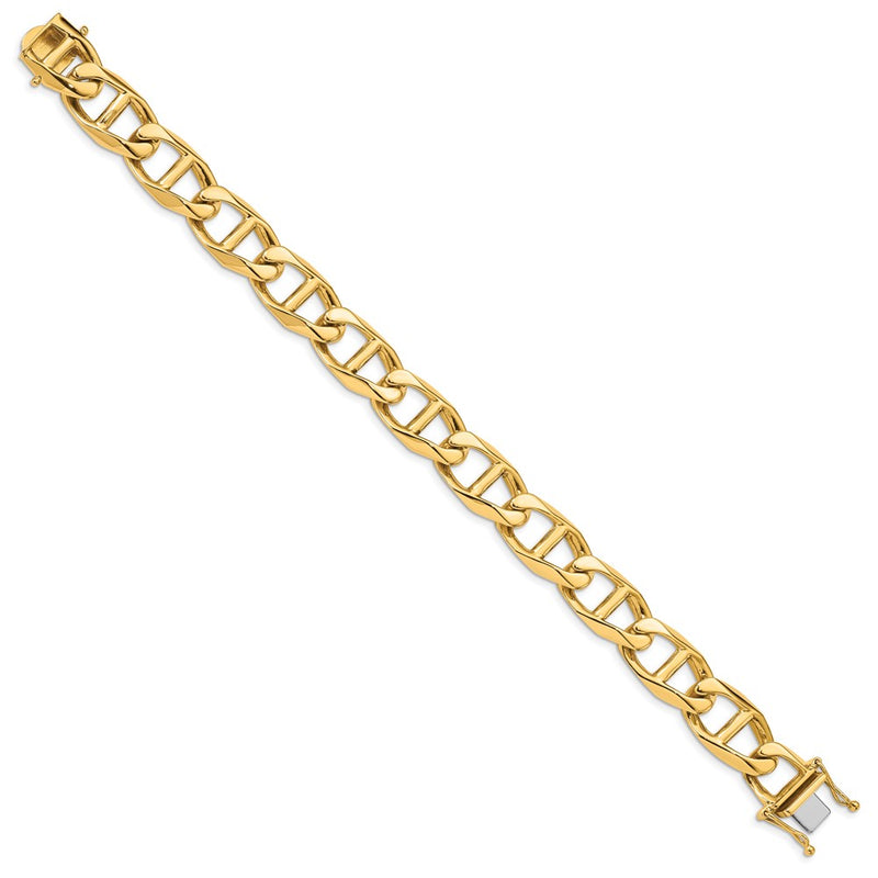 14k Yellow Gold 12.5mm Hand-polished Anchor Link Chain Bracelet