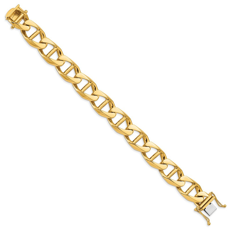 14k Yellow Gold 14.6mm Hand-polished Anchor Link Chain Bracelet