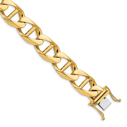 14k Yellow Gold 14.6mm Hand-polished Anchor Link Chain Bracelet