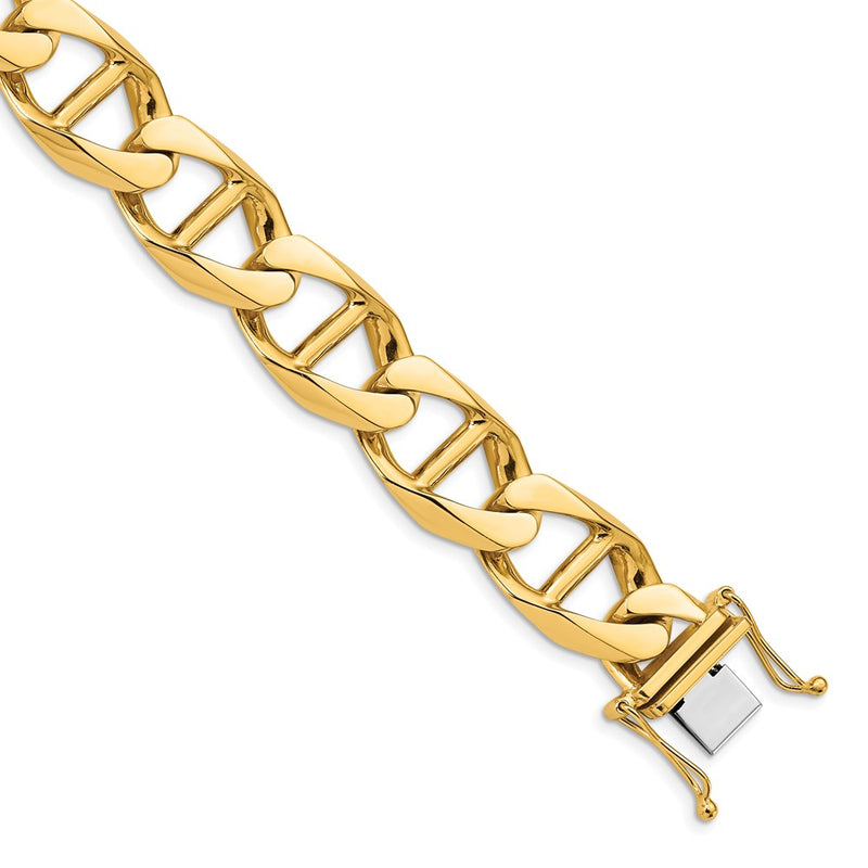 14k Yellow Gold 14.6mm Hand-polished Anchor Link Chain Bracelet