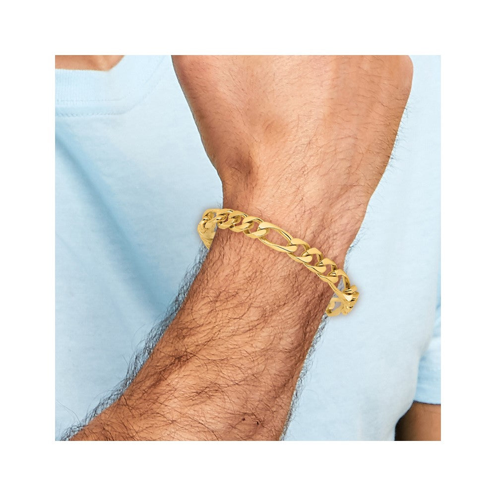 14k Yellow Gold 9mm Hand-polished Figaro Link Chain Necklace