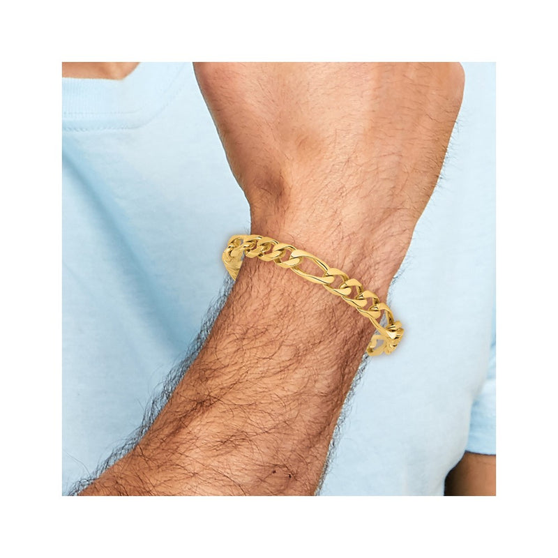 14k Yellow Gold 9mm Hand-polished Figaro Link Chain Necklace
