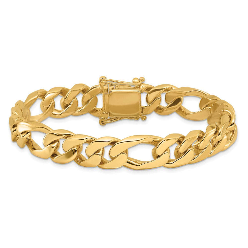 14K Yellow Gold 10mm Hand-Polished Figaro Link Chain Bracelet