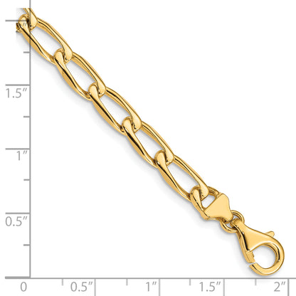 Solid 14K Yellow Gold 8 inch 5.9mm Hand Polished Fancy Open Link with Fancy Lobster Clasp Bracelet