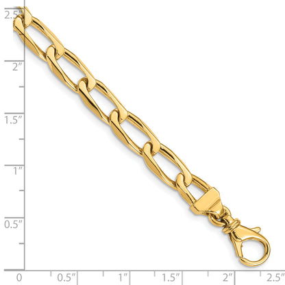 Solid 14K Yellow Gold 20 inch 6.5mm Hand Polished Fancy Open Link with Fancy Lobster Clasp Chain Necklace