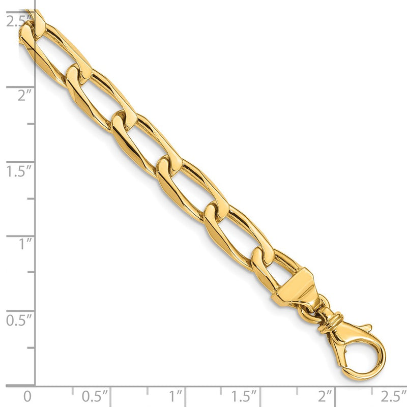 Solid 14K Yellow Gold 9 inch 6.5mm Hand Polished Fancy Open Link with Fancy Lobster Clasp Bracelet