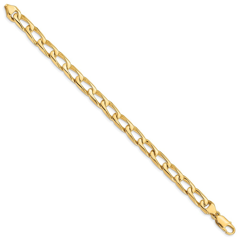 Solid 14K Yellow Gold 8 inch 8.5mm Hand Polished Fancy Open Link with Lobster Clasp Bracelet
