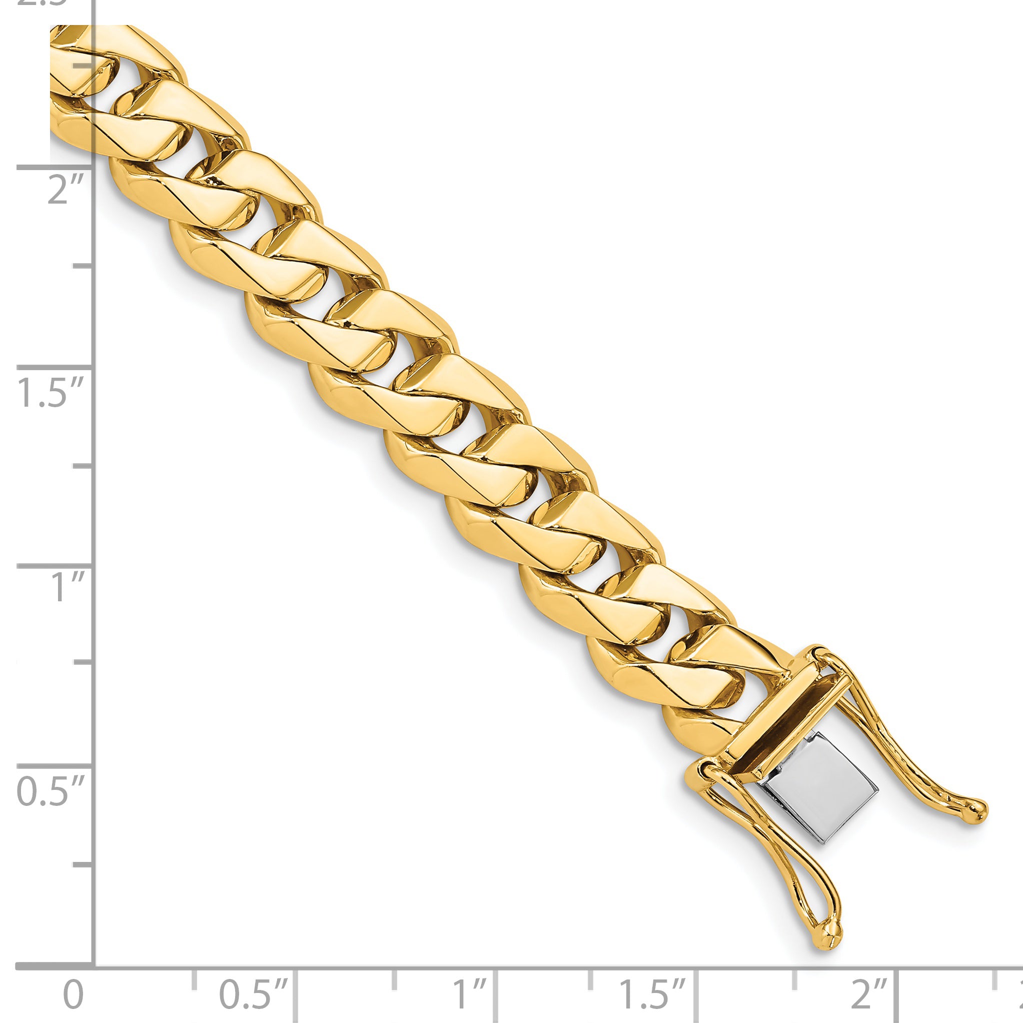 Solid 14K Yellow Gold 22 inch 8.6mm Hand Polished Fancy Traditional Link with Box Catch Clasp Chain Necklace