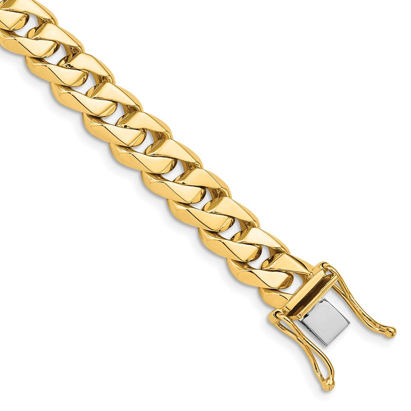 14k Yellow Gold 8.6mm Hand-polished Traditional Link Chain Bracelet