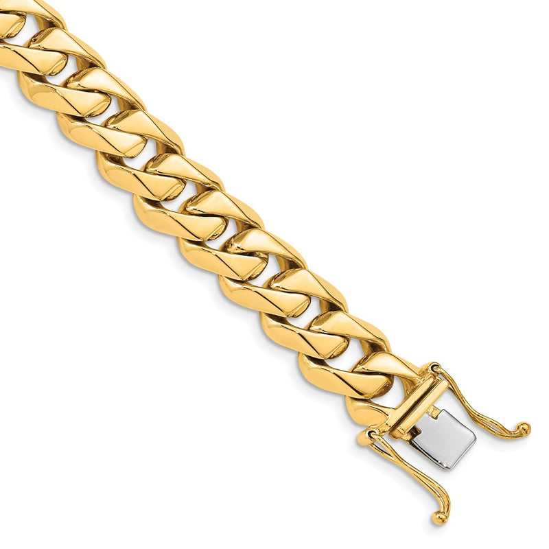 14k Yellow Gold 11mm Hand-polished Traditional Link Chain Bracelet