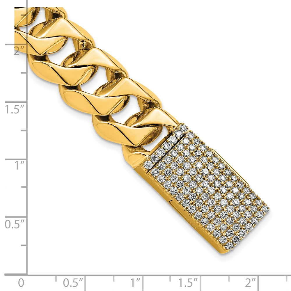 14k Yellow Gold 15mm Hand-polished Traditional Link Diamond Clasp Chain Bracelet