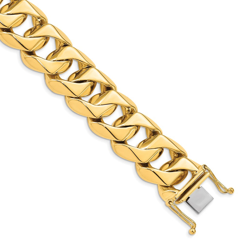 14k Yellow Gold 19mm Hand-polished Traditional Link Chain Bracelet