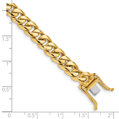 Solid 14K Yellow Gold 24 inch 7.25mm Hand Polished Rounded Curb Link with Box Catch Clasp Chain Necklace