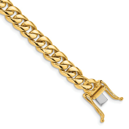 Solid 14K Yellow Gold 24 inch 7.25mm Hand Polished Rounded Curb Link with Box Catch Clasp Chain Necklace