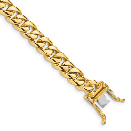 Solid 14K Yellow Gold 24 inch 7.25mm Hand Polished Rounded Curb Link with Box Catch Clasp Chain Necklace