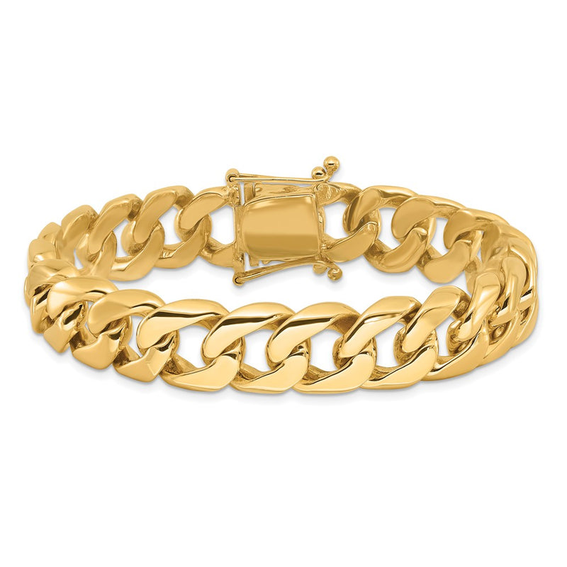 14k Yellow Gold 13.4mm Hand-polished Rounded Curb Link Chain Necklace