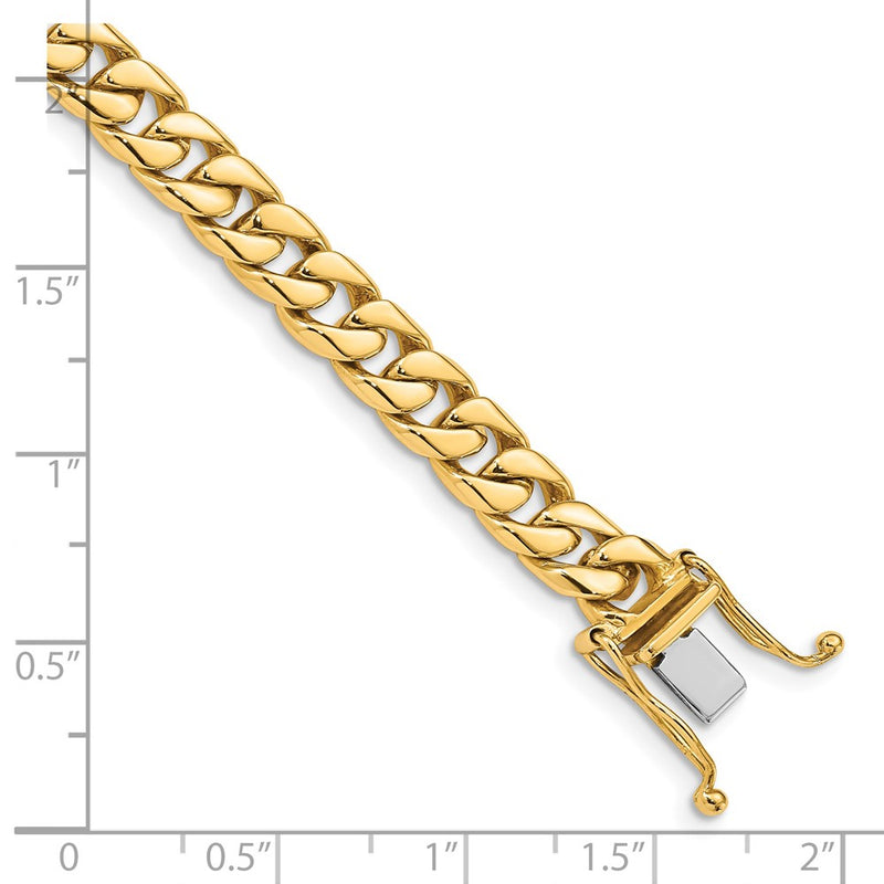 Solid 14K Yellow Gold 9 inch 6.8mm Hand Polished Flat Beveled Curb Link with Box Catch Clasp Bracelet