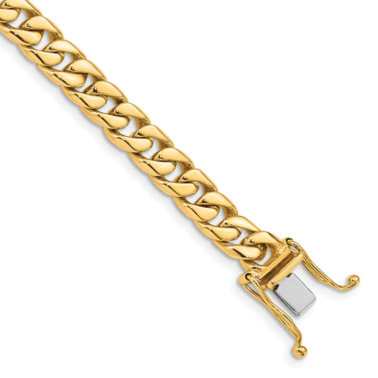Solid 14K Yellow Gold 24 inch 6.8mm Hand Polished Flat Beveled Curb Link with Box Catch Clasp Chain Necklace
