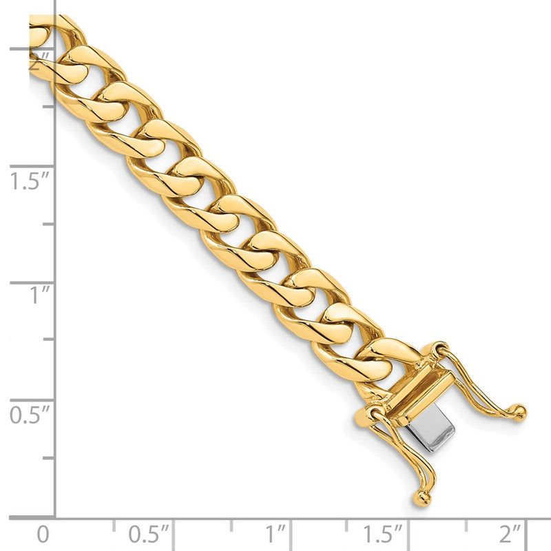 Solid 14K Yellow Gold 9 inch 7.5mm Hand Polished Flat Beveled Curb Link with Box Catch Clasp Bracelet