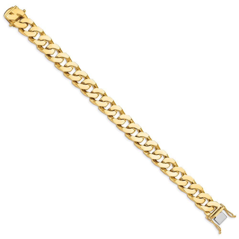 14K Yellow Gold 11.6mm Hand-polished Fancy Link Chain Bracelet
