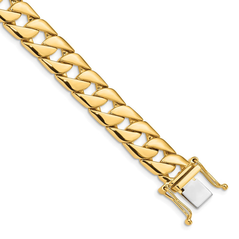 14k Yellow Gold 10.2mm Hand-polished Fancy Link Chain Bracelet