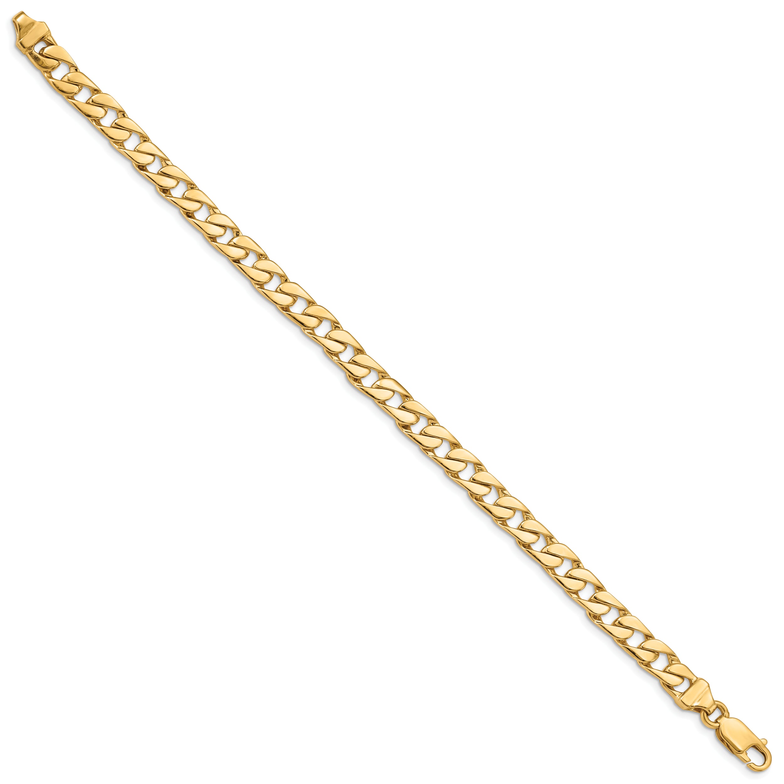 Solid 14K Yellow Gold 9 inch 6.5mm Hand Polished Fancy Link with Lobster Clasp Bracelet