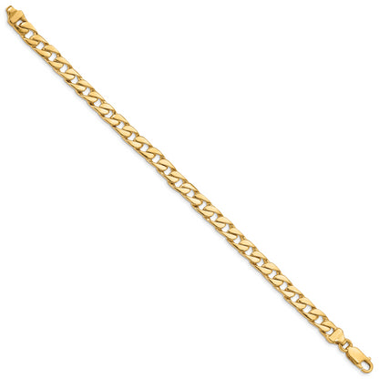 Solid 14K Yellow Gold 9 inch 6.5mm Hand Polished Fancy Link with Lobster Clasp Bracelet
