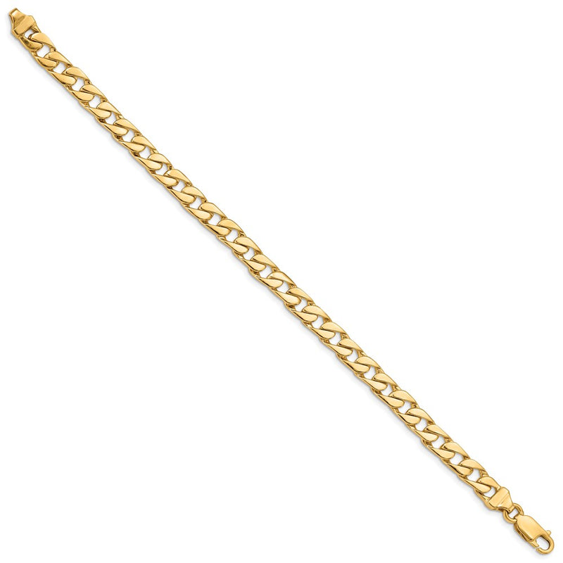 Solid 14K Yellow Gold 8 inch 6.5mm Hand Polished Fancy Link with Lobster Clasp Bracelet