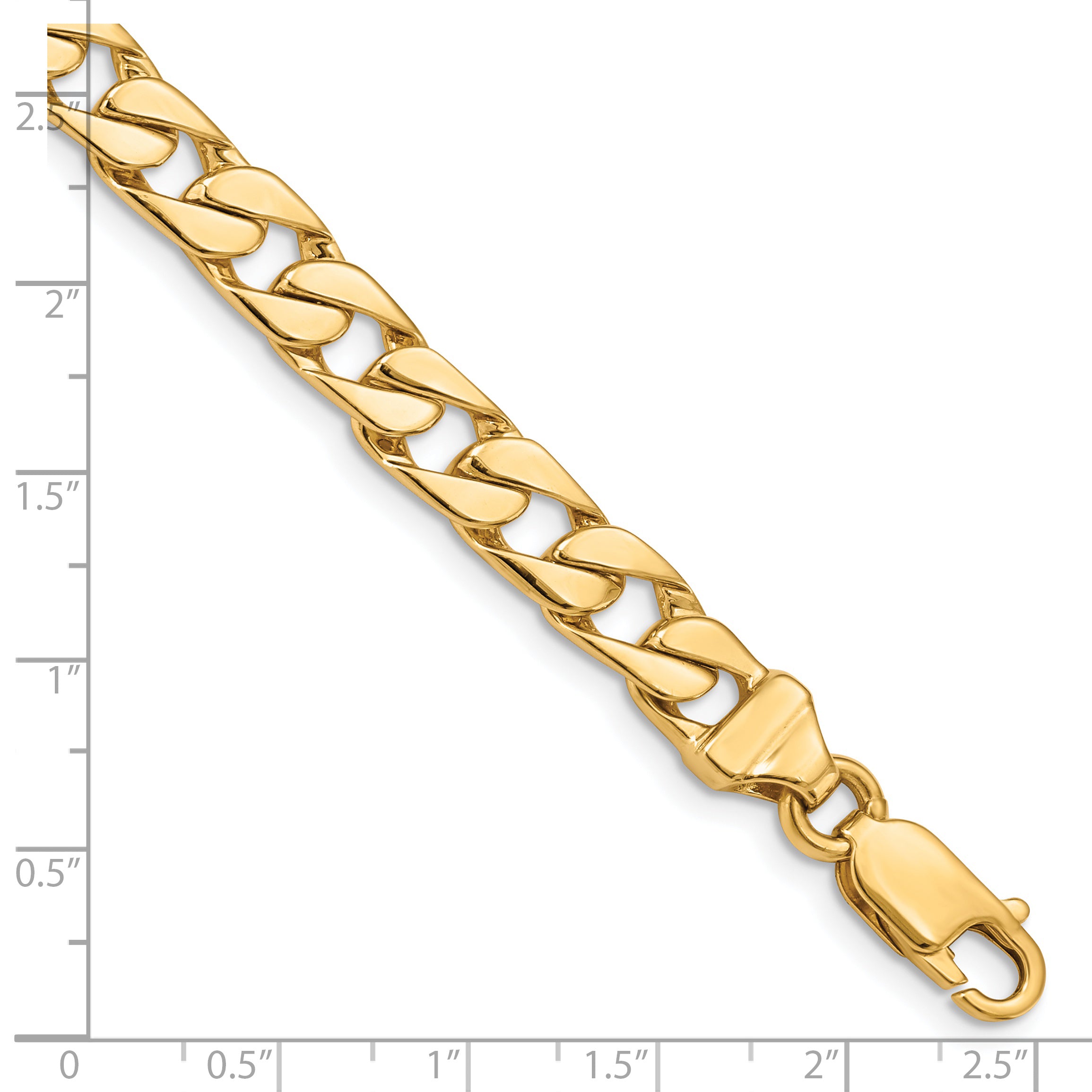 Solid 14K Yellow Gold 9 inch 6.5mm Hand Polished Fancy Link with Lobster Clasp Bracelet
