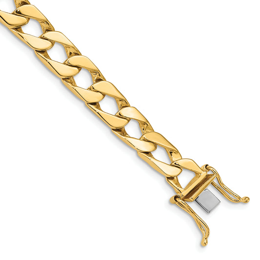 Solid 14K Yellow Gold 9 inch 7.9mm Hand Polished Fancy Link with Box Catch Clasp Bracelet