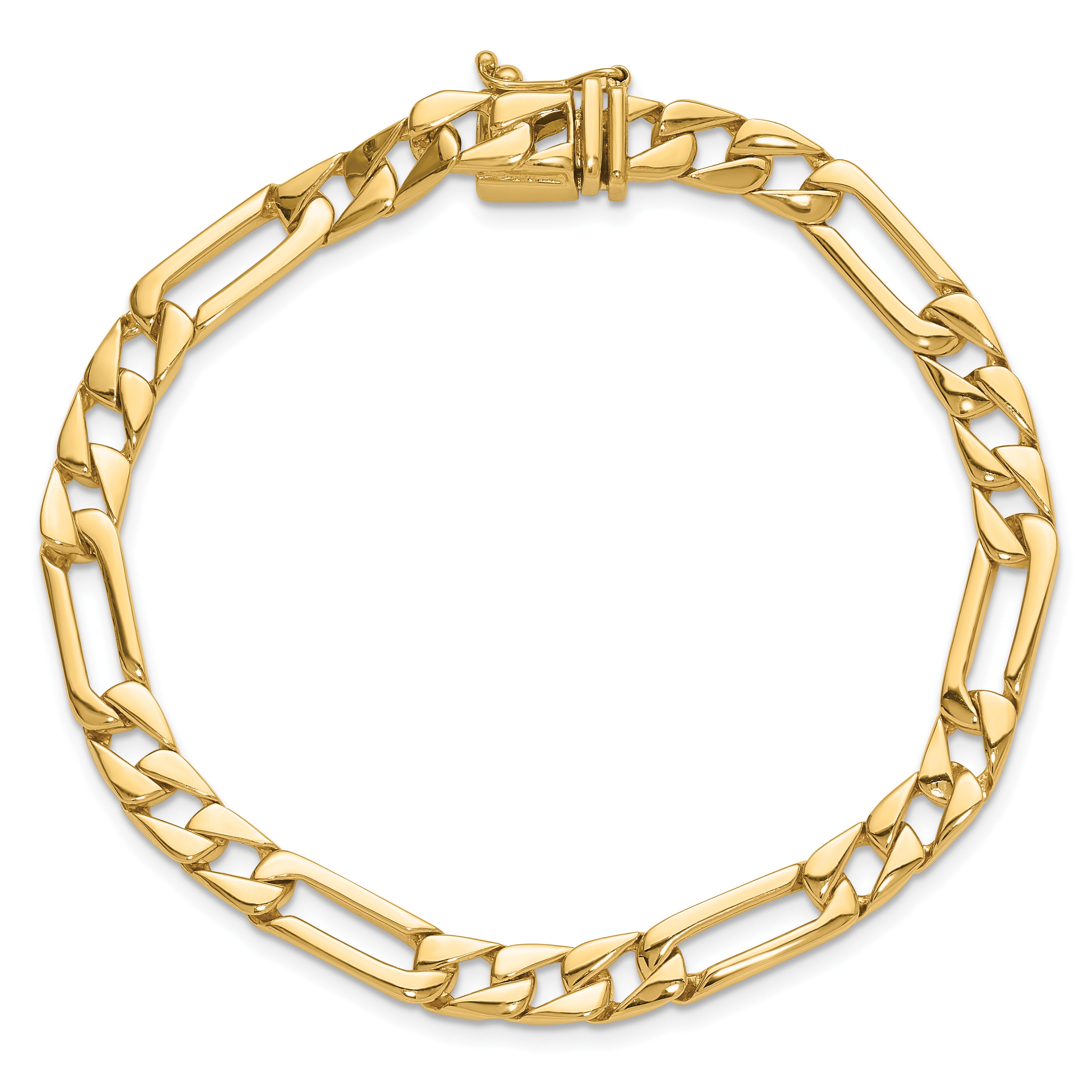 Solid 14K Yellow Gold 24 inch 6mm Hand Polished Figaro Link with Box Catch Clasp Chain Necklace