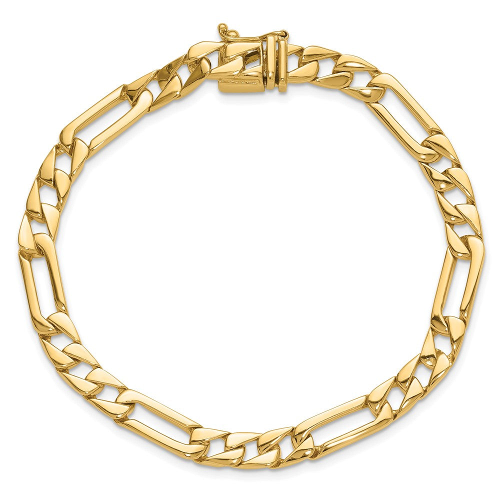 Solid 14K Yellow Gold 8 inch 6mm Hand Polished Figaro Link with Box Catch Clasp Bracelet