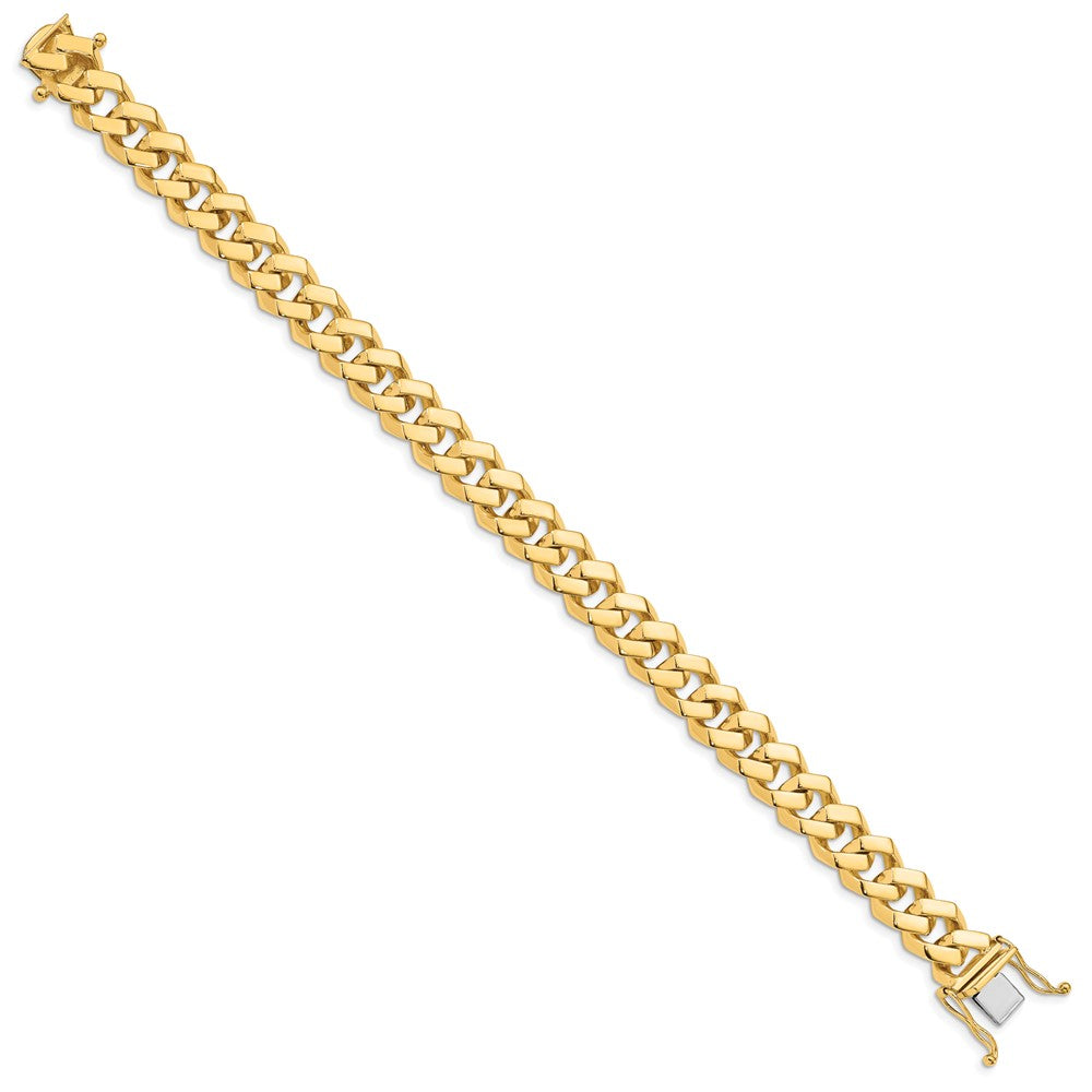 14k Yellow Gold 10mm Hand-polished Fancy Link Chain Bracelet
