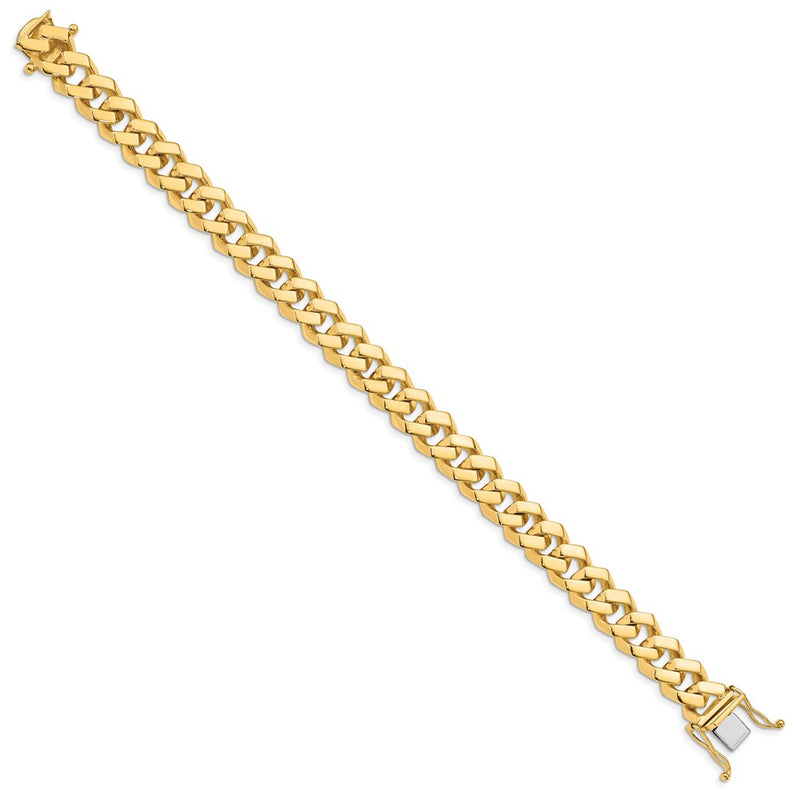 14k Yellow Gold 10mm Hand-polished Fancy Link Chain Bracelet