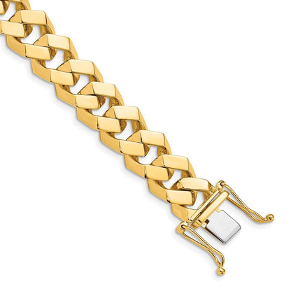 14k Yellow Gold 11.5mm Hand-polished Fancy Link Chain Bracelet