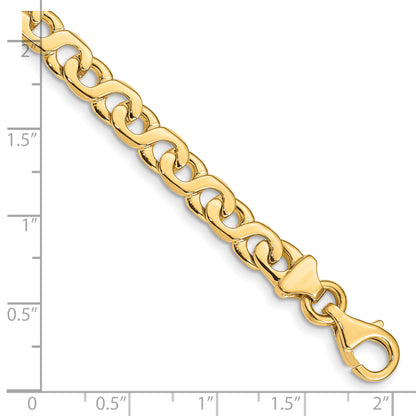 Solid 14K Yellow Gold 8 inch 6.2mm Hand Polished Fancy Link with Fancy Lobster Clasp Bracelet