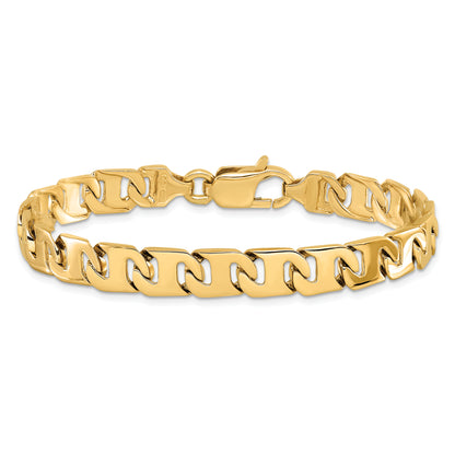 Solid 14K Yellow Gold 24 inch 8.4mm Hand Polished Fancy Link with Fancy Lobster Clasp Chain Necklace